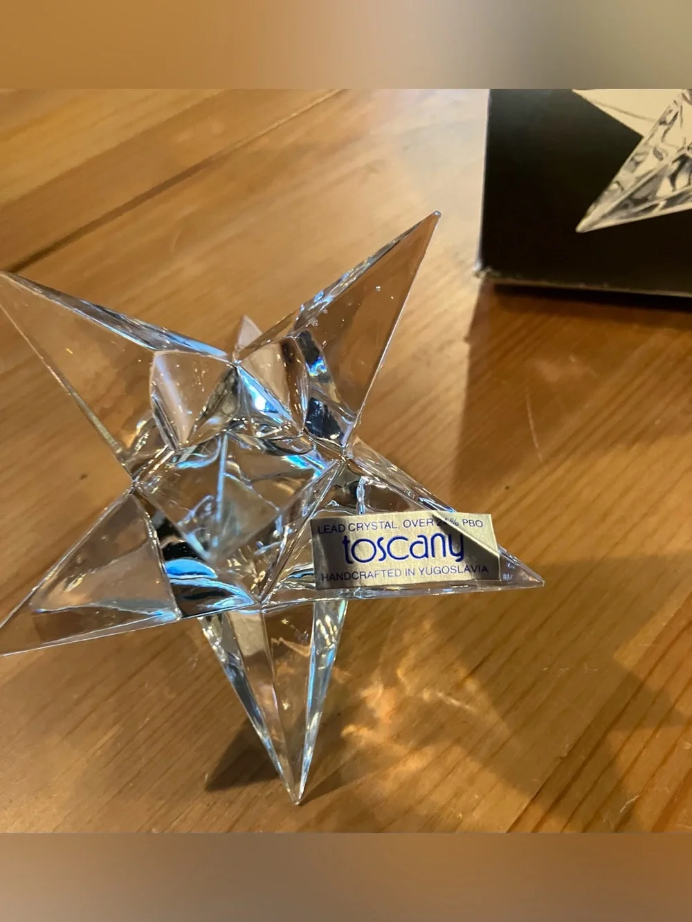 EUC The Toscany Collection 24% Lead Clear Crystal Star Candle Holder 4” 9 point